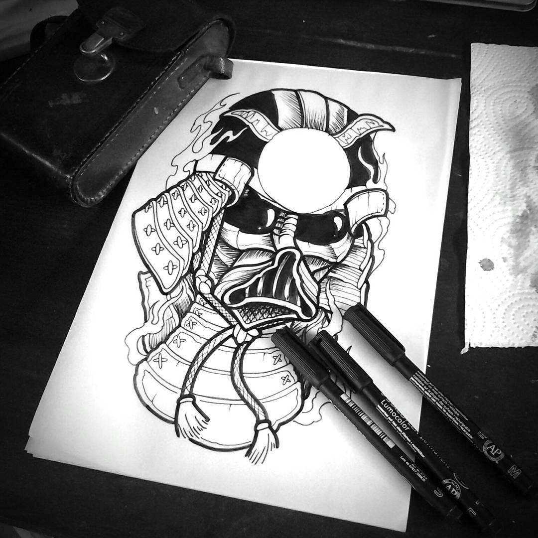Sketching around on this vader-samurai-coverup for a cool dude @roenni187 #germa